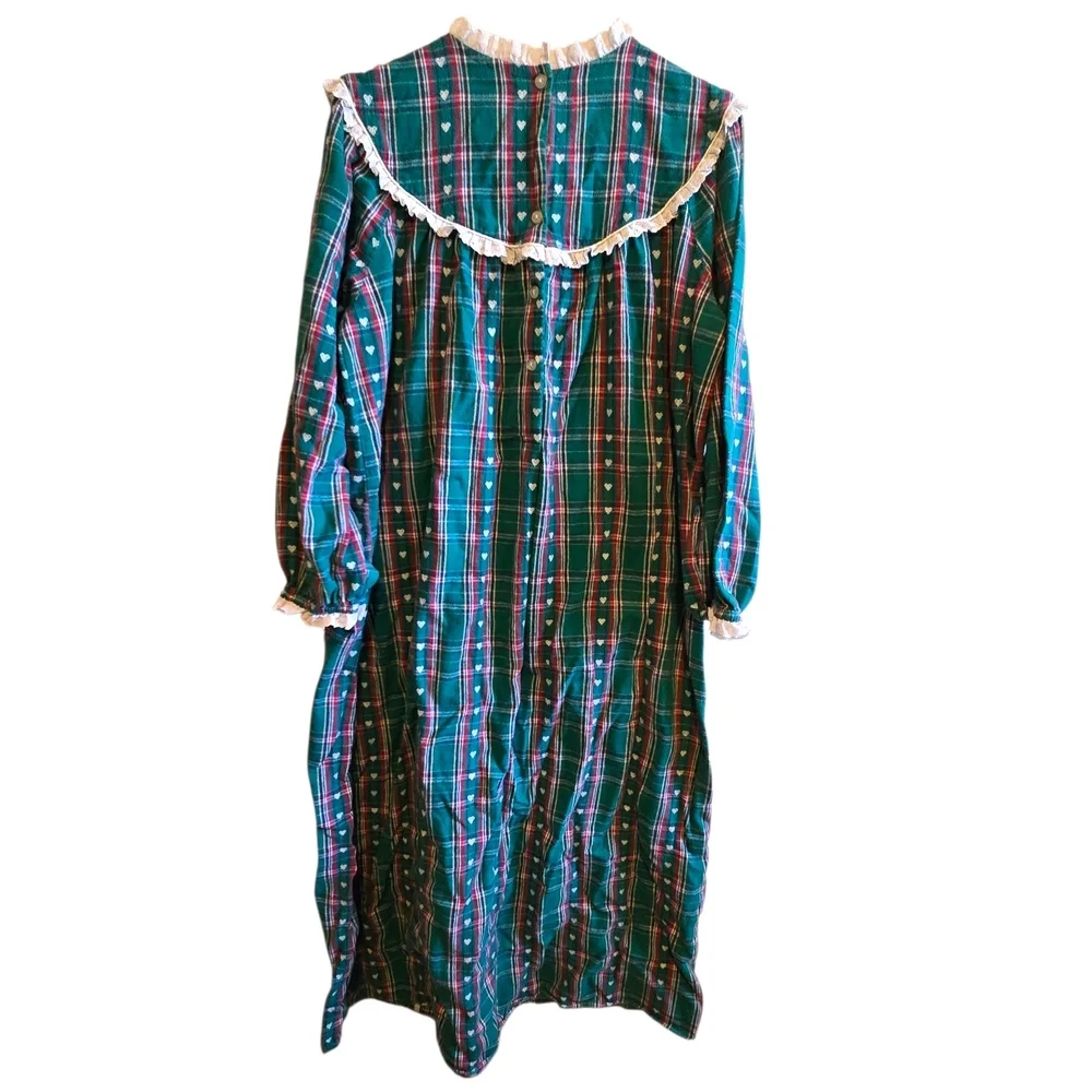 Vintage Lanz of Salzburg Nightgown | Heart & Plaid Tyrolean Cottagecore M